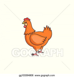 Vector Clipart - Side-view portrait of brown hen, chicken ...