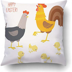 Amazon.com: Throw Pillow Covers Happy Chicken Family Funny ...