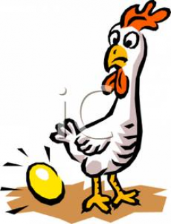 A Colorful Cartoon of a Chicken Laying a Golden Egg ...