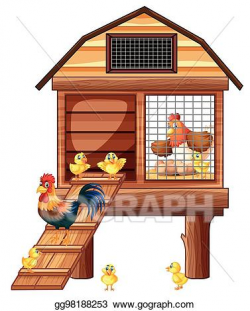 Vector Illustration - Chicken coop with many chicks. EPS ...