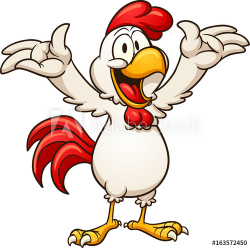 Happy cartoon chicken. Vector clip art illustration with ...