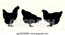 Vector Art - Realistic silhouettes of three hens and ...