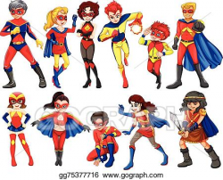 Vector Art - A group of heroes. Clipart Drawing gg75377716 ...