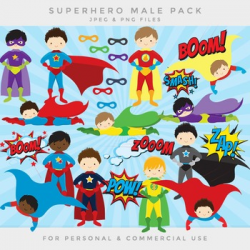Superhero clip art - comic book clip art male super heroes boy super hero  pow