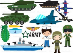 Army Navy Clip Art gun Aircraft american Military soldier super hero party  -060-