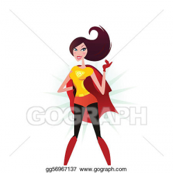 Vector Clipart - Brown hair super woman . Vector ...