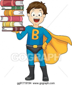 Vector Art - Kid boy super hero books. EPS clipart ...