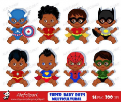 African American Superhero baby clipart , Superhero ...