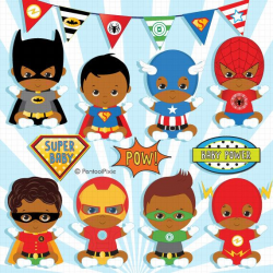 African American Superhero baby boy clipart, Super baby ...