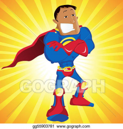 Vector Illustration - Black super man hero dad. . Stock Clip ...