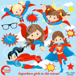 Superhero Clipart, Super Hero Clipart, Super Hero Girls Clipart, Super  Girl, commercial-use, AMB-1033