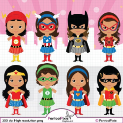 African American, Superhero girls clipart, Girl power clipart, Supergirls,  Wonder woman, Cute superhero clipart, Super hero girls clipart
