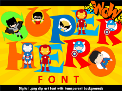 Super Hero Font - Clip Art Lettering Set - Personal and Commercial Use