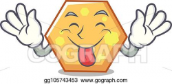EPS Vector - Tongue out hexagon mascot cartoon style. Stock ...
