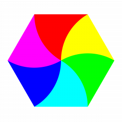 Clipart - swirly hexagon 6 color