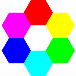 Clipart - 6 color hexagons