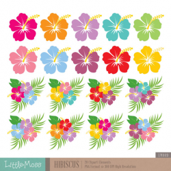 Hibiscus Digital Clipart, Hawaiian Flower Clipart | Products ...
