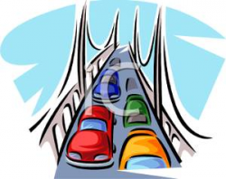 Busy Highway Bridge - Royalty Free Clipart Picture