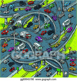 Vector Art - Busy highway intersection. Clipart Drawing ...
