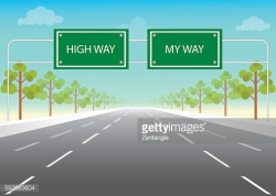 Road Sign With MY Way and High Way Words ON premium clipart ...