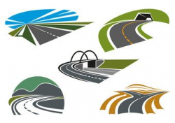 Asphalt highways and roads abstract icons | rww | Road ...