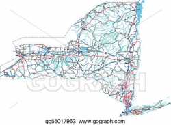 Vector Illustration - New york interstate road map. Stock ...