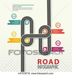 Road or highway, car path top view infographic Clipart ...