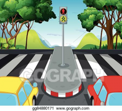 Vector Art - Road scene with zebra crossing and cars. EPS ...