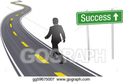 Vector Illustration - Business man walk road sign to success ...