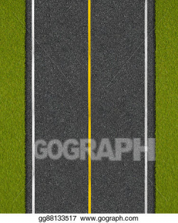 Clip Art - Asphalt highway road with grass top view. Stock ...