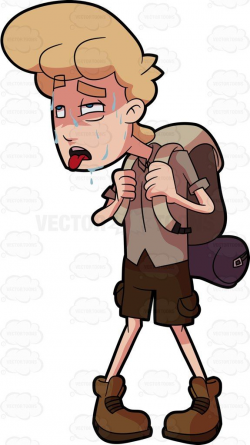 A man looking so exhausted during a hike #cartoon #clipart ...