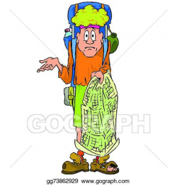Vector Stock - Lost tourist man with a map. Clipart ...