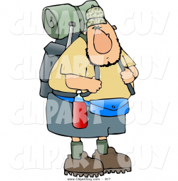 Clip Art of a Curious and Adventurous Male Hiker Carrying ...