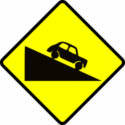 Clipart - caution-steep hill down