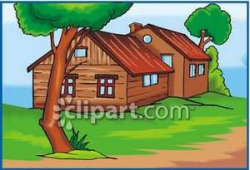 Large Cabin on a Hill - Royalty Free Clipart Picture