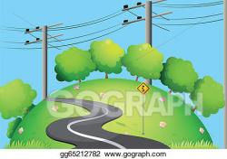 Vector Clipart - A long road at the top of the hill. Vector ...