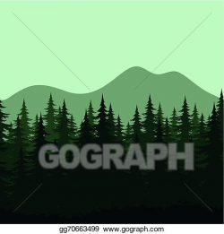 Vector Clipart - Seamless mountain landscape, forest ...