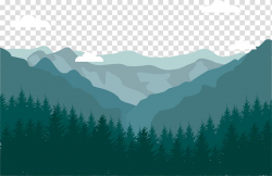Green mountain with trees illustration, Flat design ...