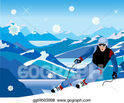Vector Art - Skier sloping down from the hill. EPS clipart ...