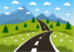 Cartoon Outdoor Background | Spring or Summer Road to the ...