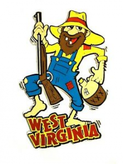 West Virginia Hillbilly with Straw Hat and Moonshine Jug ...