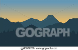 Vector Clipart - Silhouette of hills with gray background ...