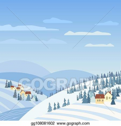 Vector Stock - Rural winter landscape. Clipart Illustration ...