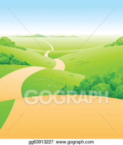 Vector Art - Path over green landscape. Clipart Drawing ...