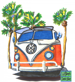 Volkswagen Vw Bus Surfing Hippie Camper T-Shirt for Sale by W Gilroy