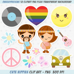 Cute Hippie Clipart. Hippy Clip Art, Peace, Love PNG Graphics