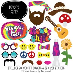60's Hippie - 20 Piece 60's Party Photo Booth Props Kit ...