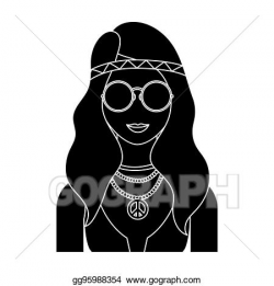 Drawing - A hippie girl with glasses with beads. hippy ...