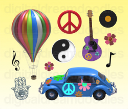 Hippie Clip Art and 70s Groovy Digital Graphics