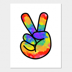 Peace Sign. Colorful finger hippie design